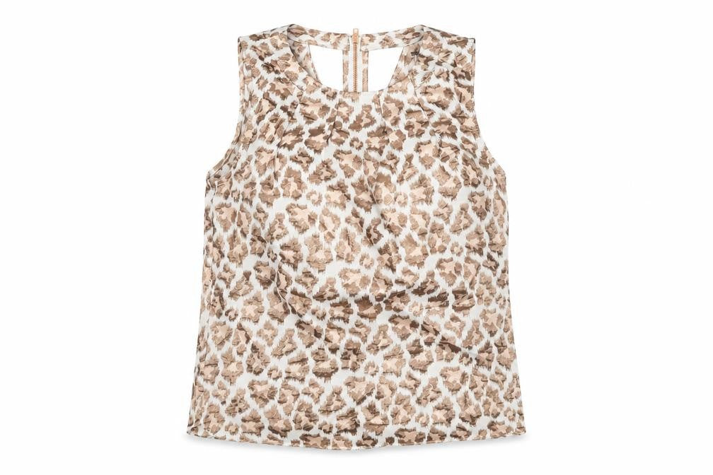 River Island Womens White Animal Print Polyester Basic T-Shirt Size 8 Round Neck