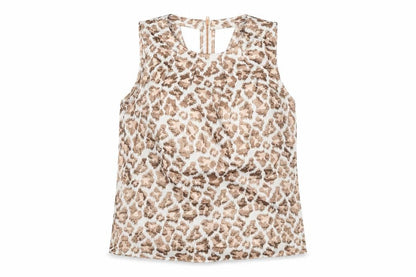 River Island Womens White Animal Print Polyester Basic T-Shirt Size 8 Round Neck