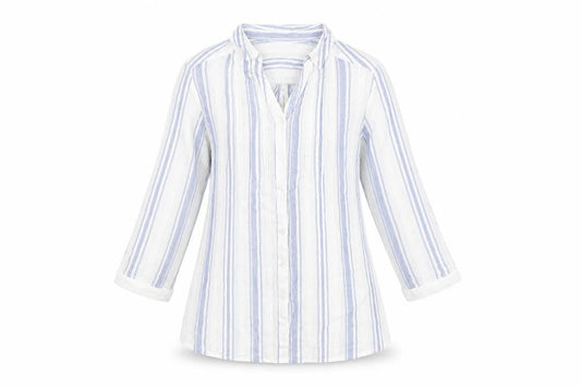 Isle Essentials Womens White Striped Cotton Basic Button-Up Size 10 Collared