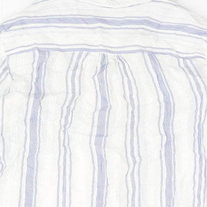 Isle Essentials Womens White Striped Cotton Basic Button-Up Size 10 Collared