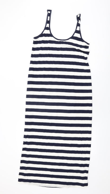 Additional front view of ASOS women’s white striped polyester shift, size UK 10, round neck pullover