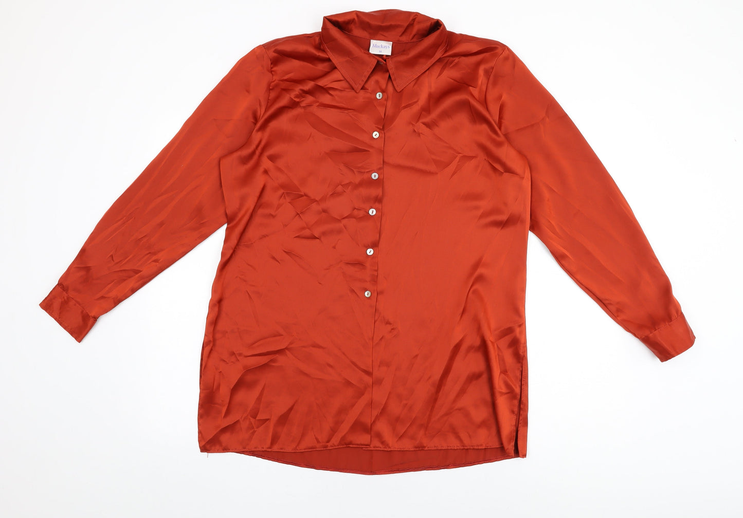 Mackays Womens Red Polyester Basic Button-Up Size 16 Collared