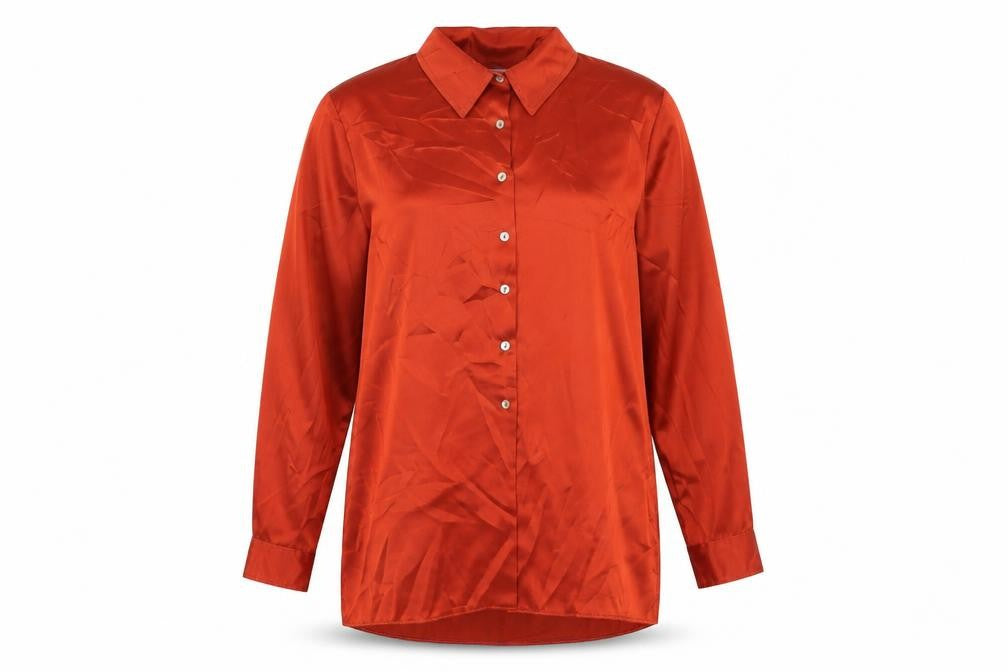 Mackays Womens Red Polyester Basic Button-Up Size 16 Collared