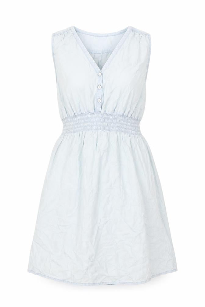 H&M Womens Blue Lyocell Shift Size S V-Neck Button