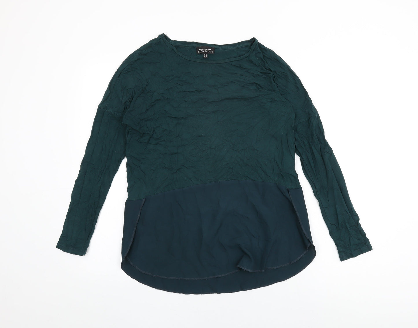 Warehouse Womens Green Polyester Basic T-Shirt Size 12 Round Neck