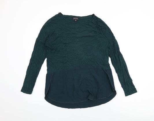 Warehouse Womens Green Polyester Basic T-Shirt Size 12 Round Neck
