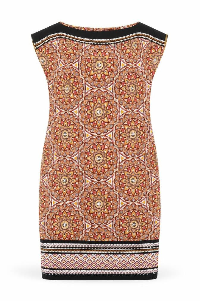 M&Co Womens Multicoloured Geometric Polyester Shift Size 10 Boat Neck Pullover