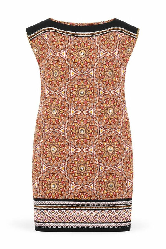 M&Co Womens Multicoloured Geometric Polyester Shift Size 10 Boat Neck Pullover