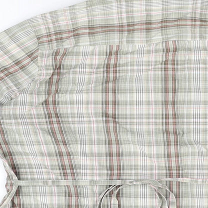 EWM Womens Green Plaid Cotton Basic Button-Up Size 14 Collared