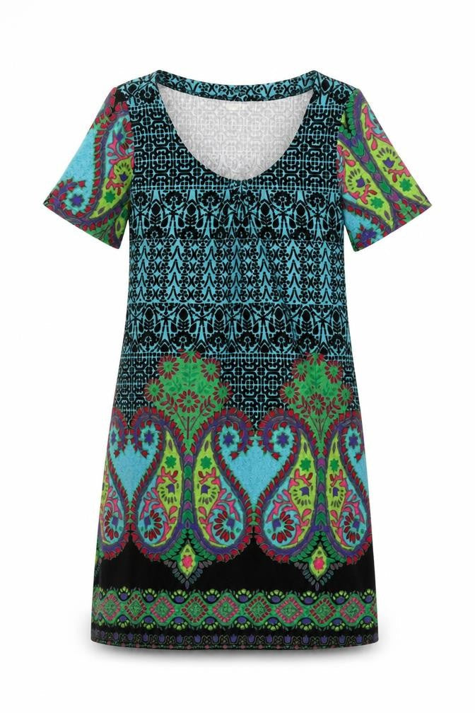 Purplish Womens Blue Geometric Polyester Shift Size S Round Neck Pullover