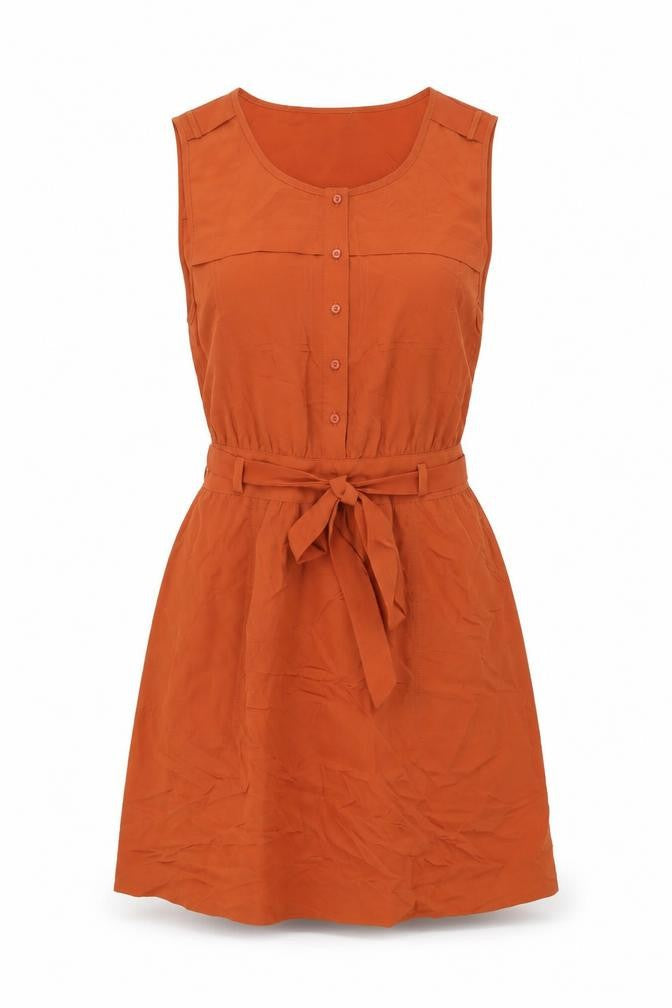 Gap Womens Orange Polyester Mini Size 8 Round Neck Button