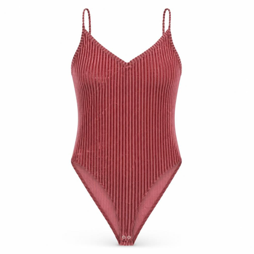 FOREVER 21 Womens Pink Striped Polyester Bodysuit One-Piece Size L Snap