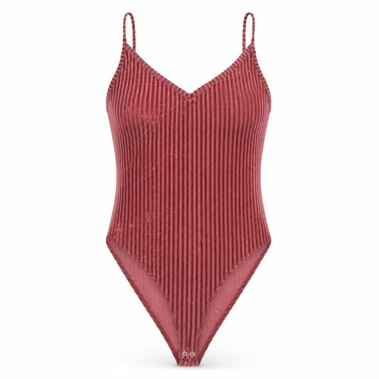 Forever 21 Womens Pink Striped Polyester Bodysuit One-Piece Size L Snap