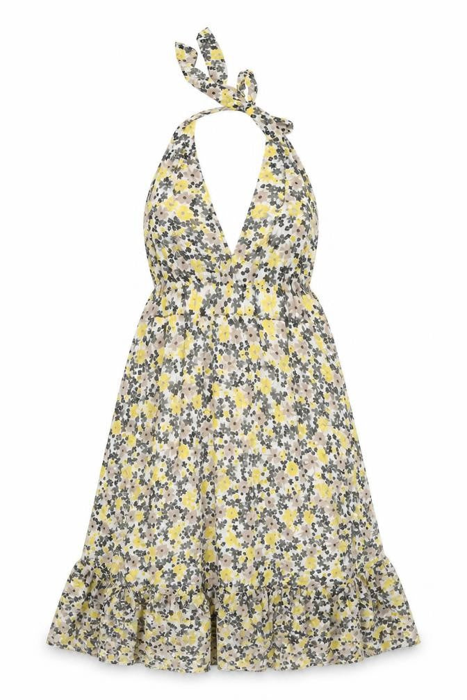 Therapy Womens White Floral Polyester Shift Size 6 Halter Tie