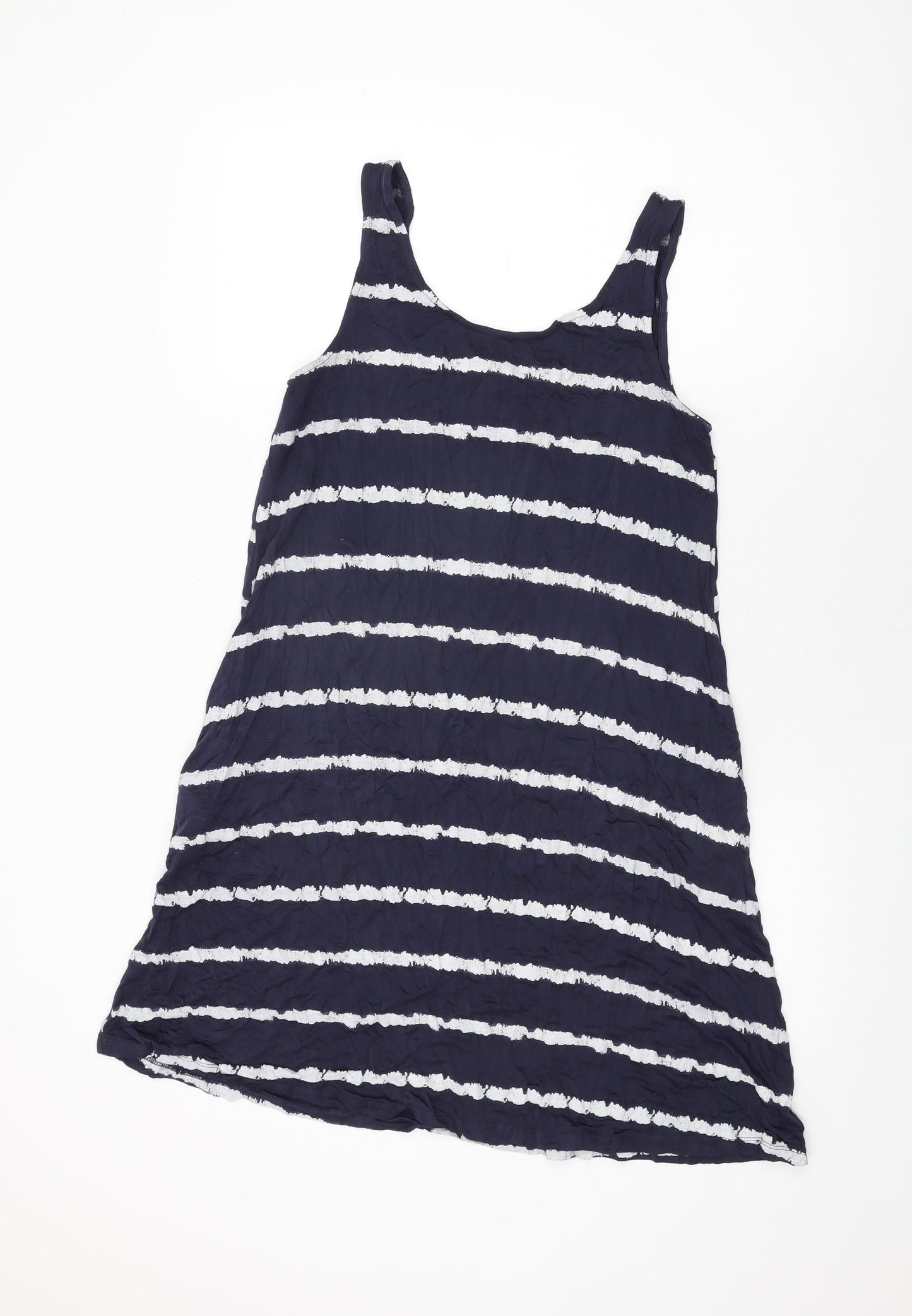 NEXT Womens Blue Striped Viscose Shift Size 14 Round Neck Pullover