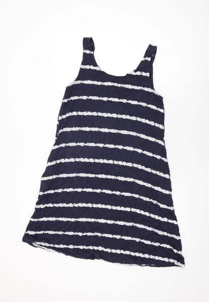 Next Womens Blue Striped Viscose Shift Size 14 Round Neck Pullover
