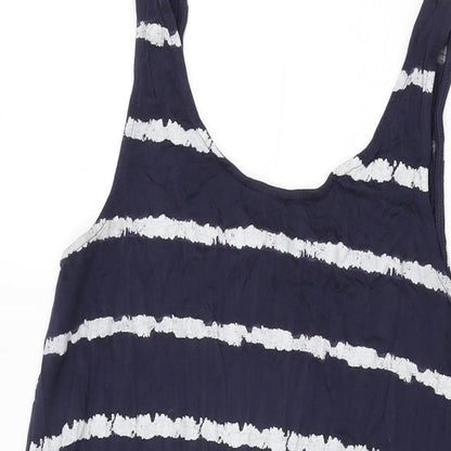 Next Womens Blue Striped Viscose Shift Size 14 Round Neck Pullover