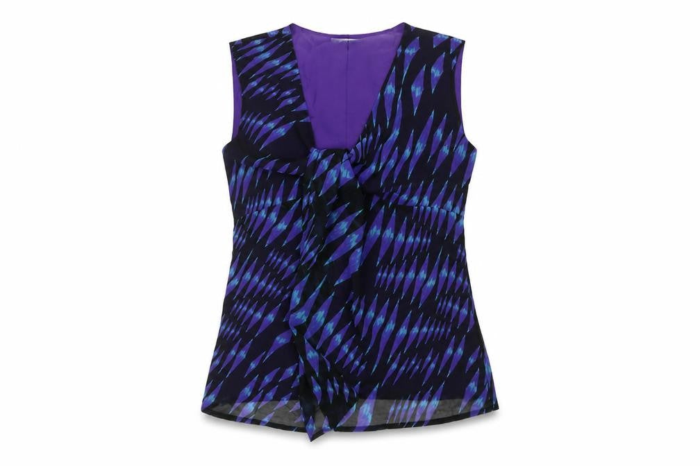 Per Una Womens Purple Herringbone Polyester Basic Tank Size 10 V-Neck