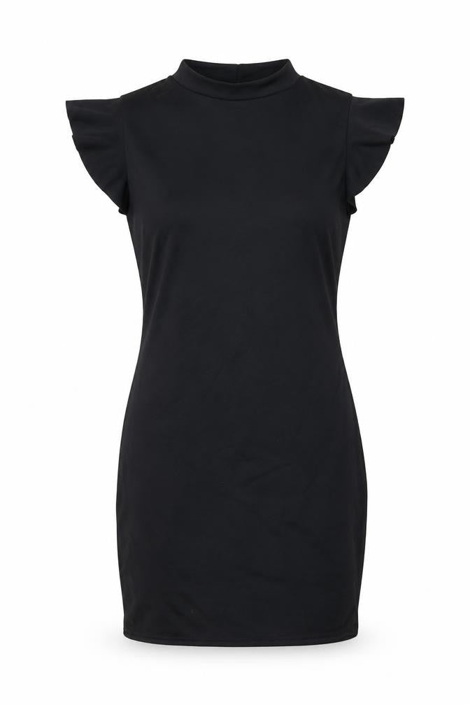 PRETTYLITTLETHING Womens Black Polyester Mini Size 12 Mock Neck Pullover