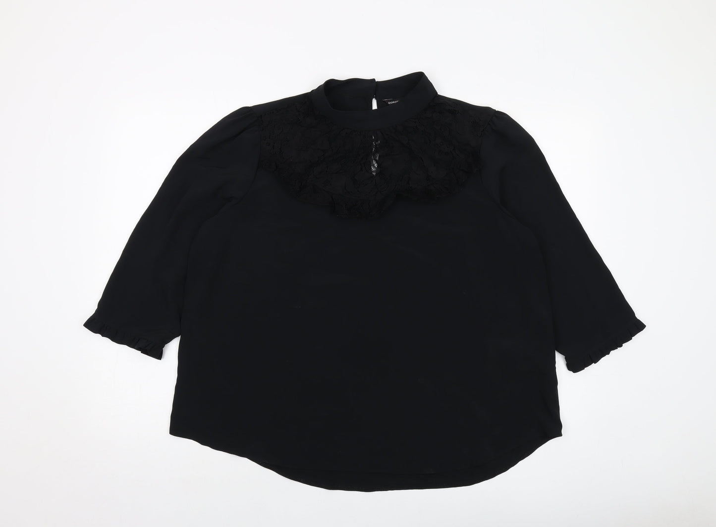 Dorothy Perkins Womens Black Polyester Basic Blouse Size 18 Mock Neck