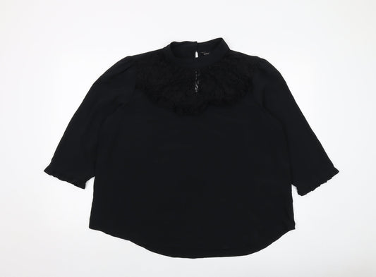 Dorothy Perkins Womens Black Polyester Basic Blouse Size 18 Mock Neck