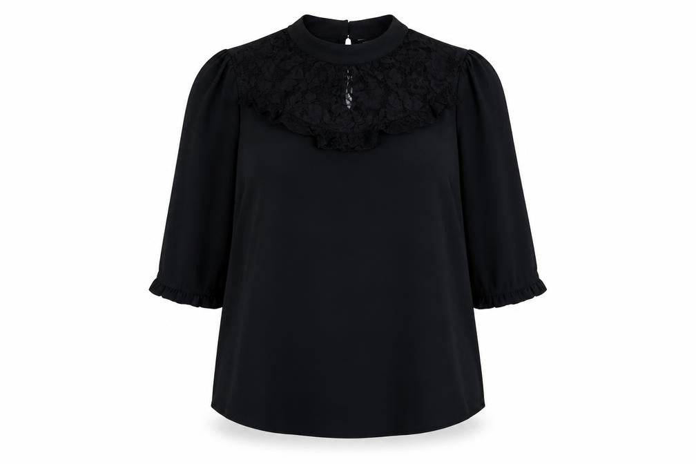 Dorothy Perkins Womens Black Polyester Basic Blouse Size 18 Mock Neck
