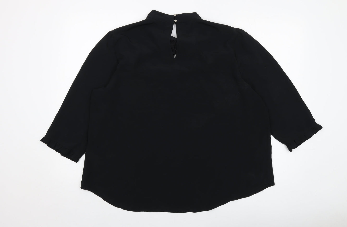 Dorothy Perkins Womens Black Polyester Basic Blouse Size 18 Mock Neck