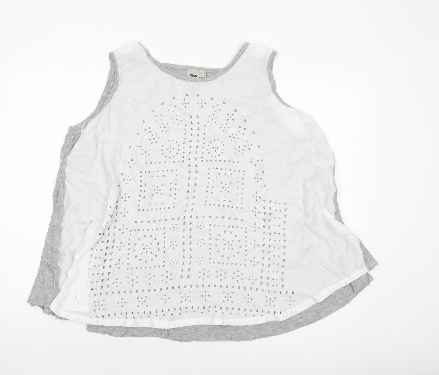 ASOS Womens Grey Polyester Basic Tank Size 14 Round Neck