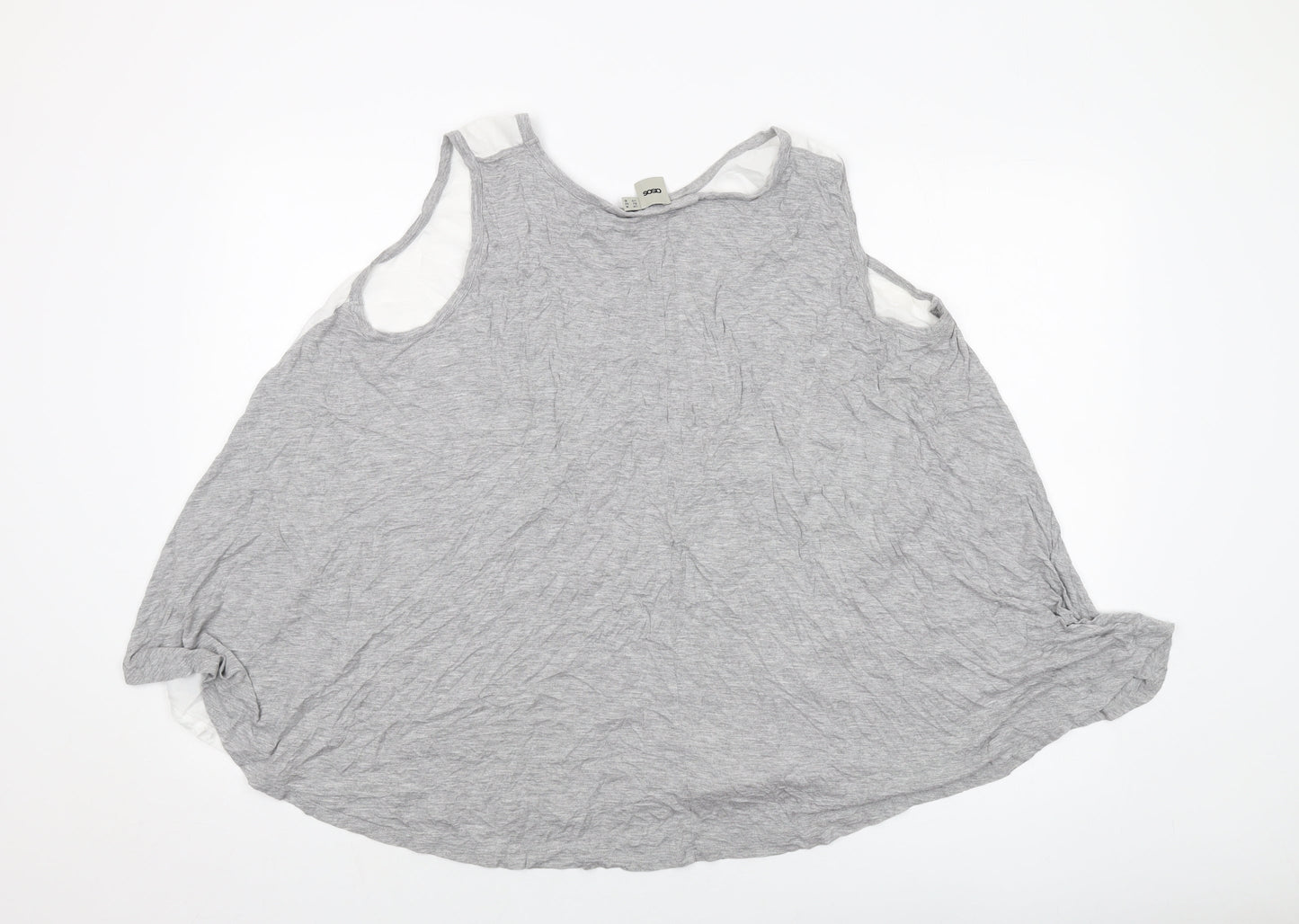 ASOS Womens Grey Polyester Basic Tank Size 14 Round Neck