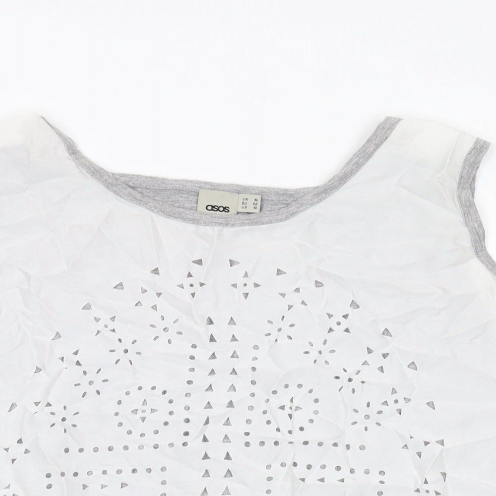 ASOS Womens Grey Polyester Basic Tank Size 14 Round Neck