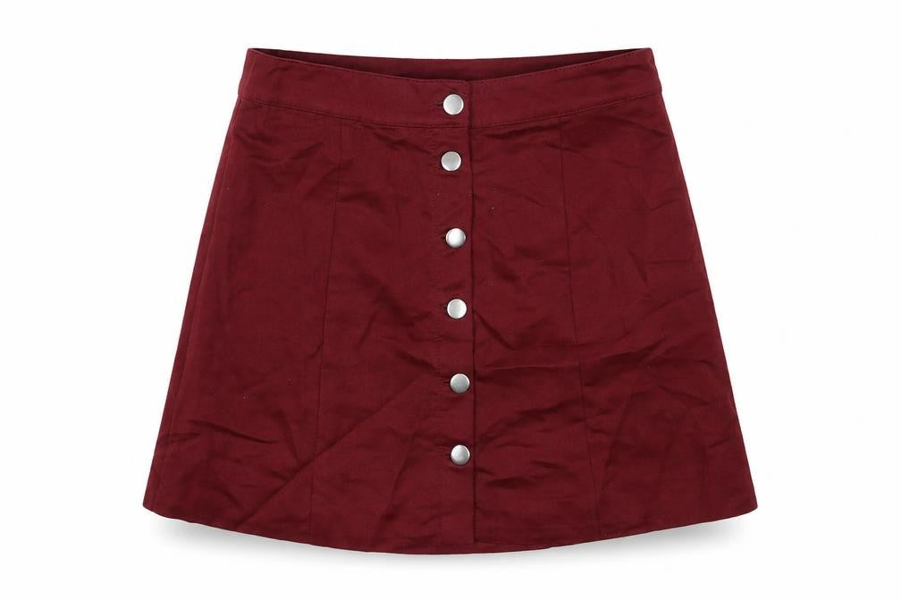 H&M Womens Red Polyester Mini Skirt Size 10 Button