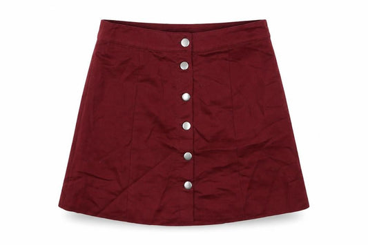 H&M Womens Red Polyester Mini Skirt Size 10 Button