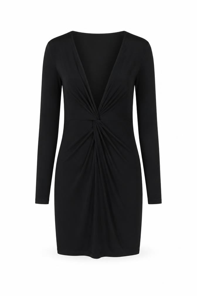 I SAW IT FIRST Womens Black Polyester Bodycon Size 10 V-Neck Pullover