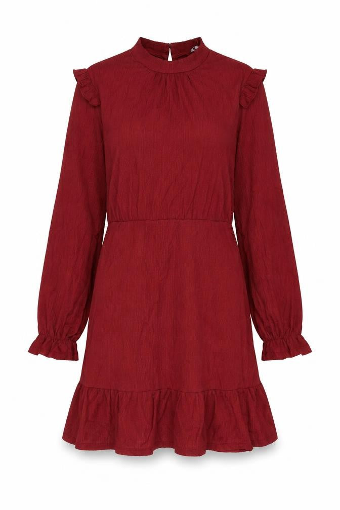 Dorothy Perkins Womens Red Polyester A-Line Size 16 Mock Neck Button