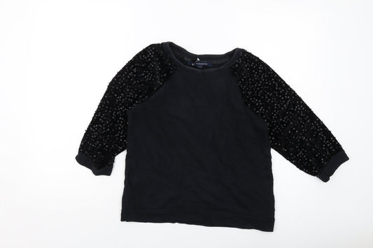 French Connection Womens Black Cotton Pullover Sweatshirt Size S Pullover