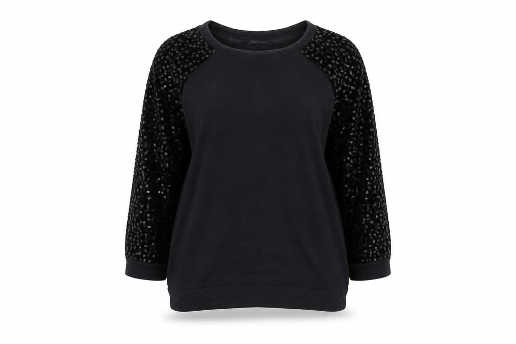 French Connection Womens Black Cotton Pullover Sweatshirt Size S Pullover
