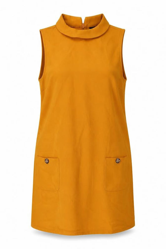 New Look Womens Yellow Polyester Tank Dress Size 16 Collared Zip