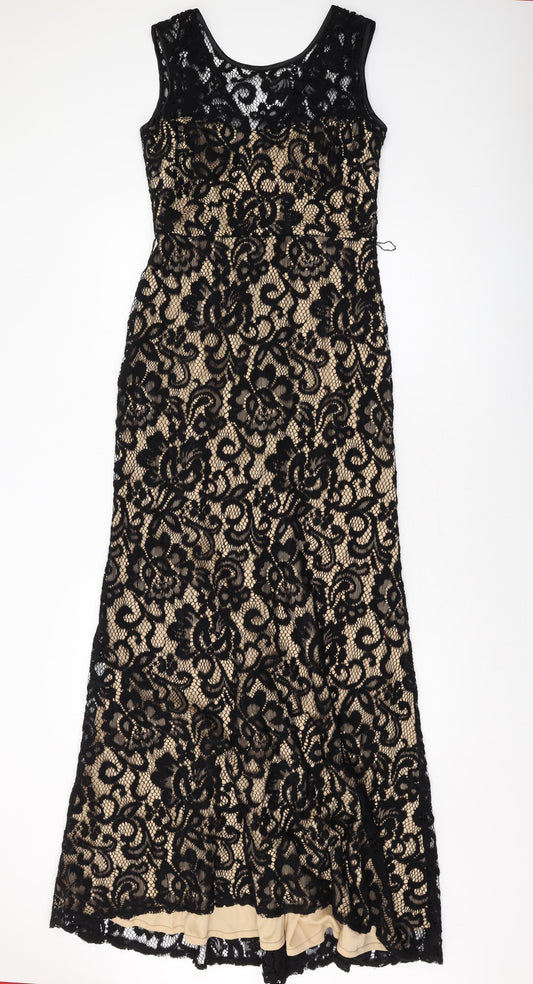 Betsy & Adam Womens Black Polyester A-Line Size 6 Round Neck Pullover