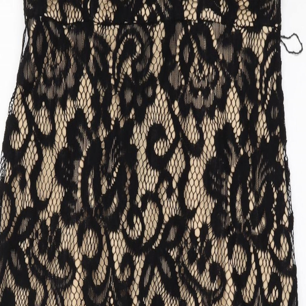 Betsy & Adam Womens Black Polyester A-Line Size 6 Round Neck Pullover