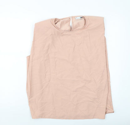 Additional front view of ASOS women’s pink polyester basic tank, size UK 18, round neck