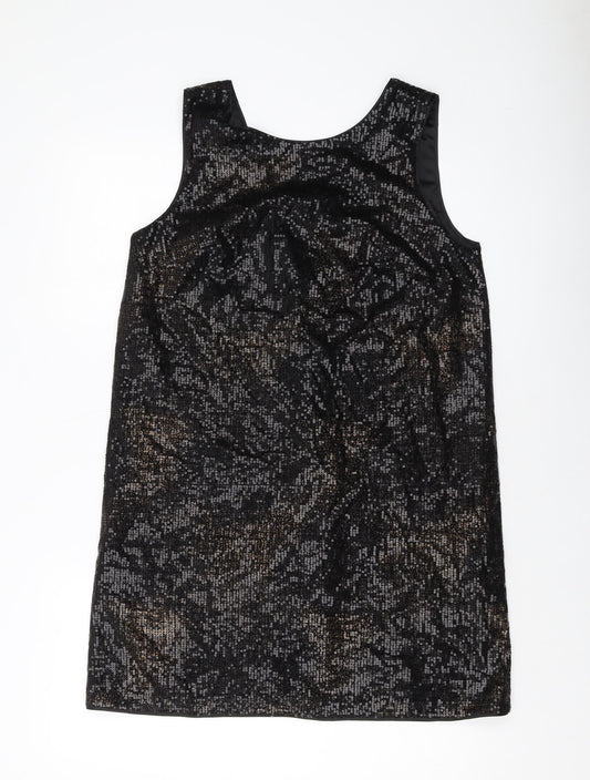 NEXT Womens Black Polyester Tank Dress Size 12 Round Neck Zip