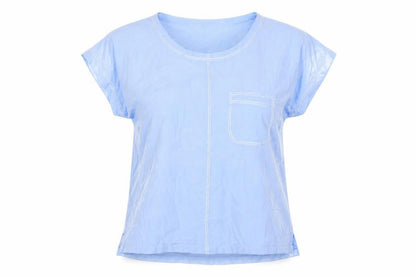 Marc Cain Womens Blue Polyester Basic T-Shirt Size 4 Round Neck
