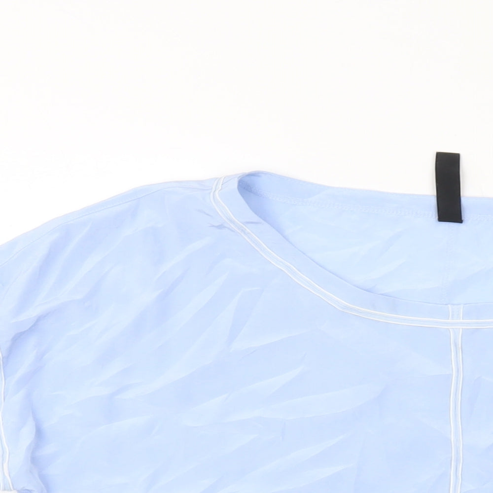 Marc Cain Womens Blue Polyester Basic T-Shirt Size 4 Round Neck