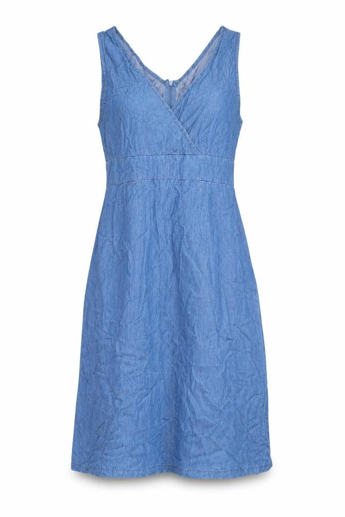 VERO MODA Womens Blue Cotton A-Line Size L V-Neck Zip