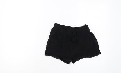 Next Girls Black Viscose Sweat Shorts Size 12 Years Regular Drawstring