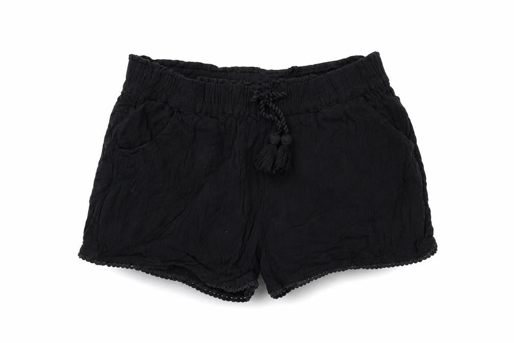 NEXT Girls Black Viscose Sweat Shorts Size 12 Years Regular Drawstring