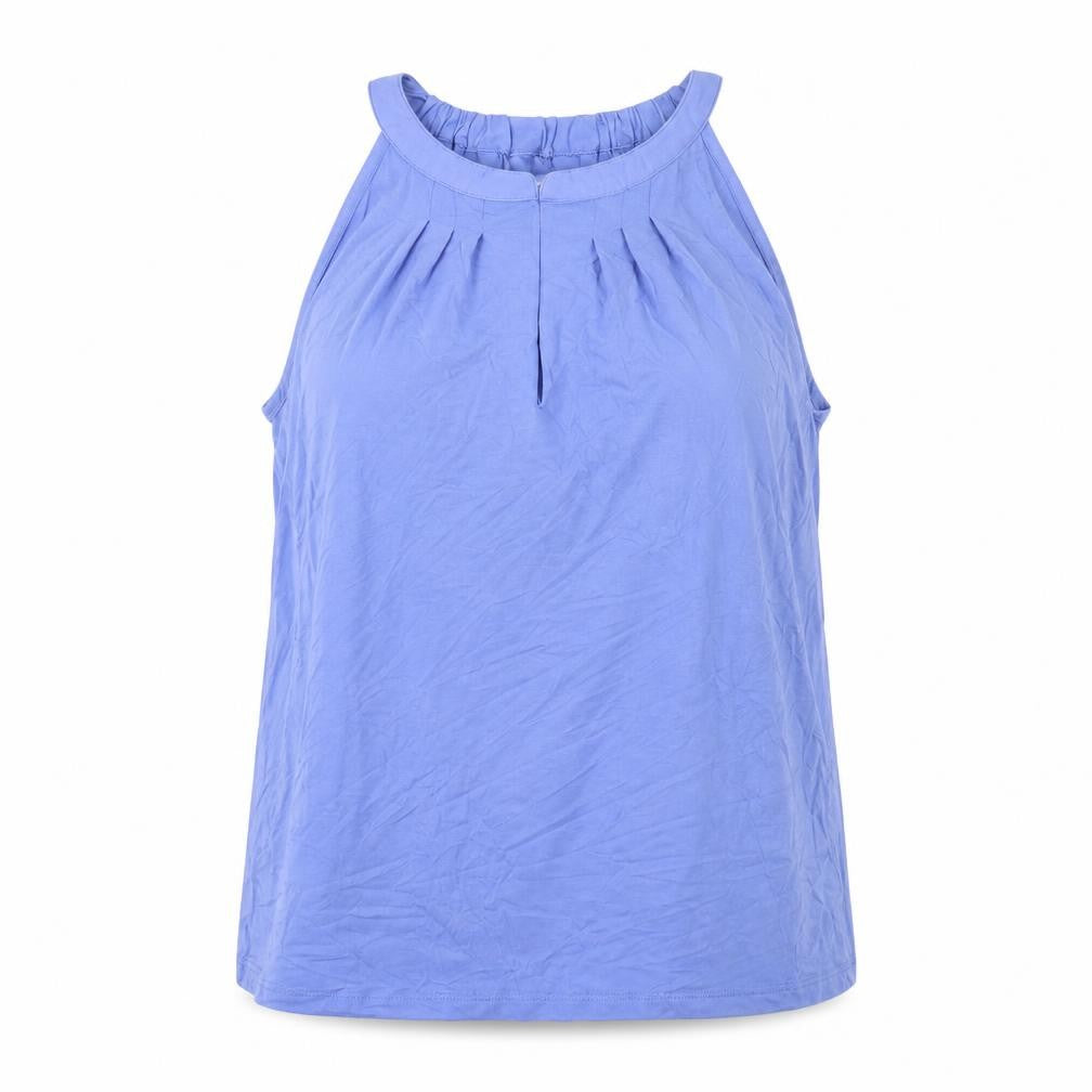 Marks & Spencer Womens Blue Viscose Basic Tank Size 14 Round Neck