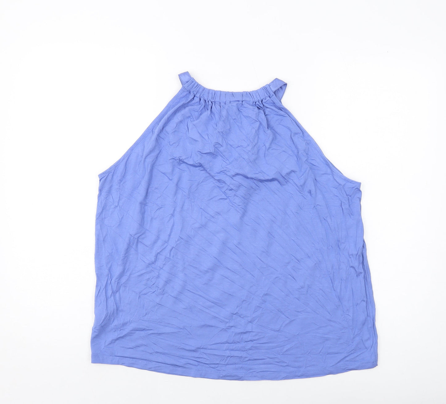 Marks and Spencer Womens Blue Viscose Basic Tank Size 14 Round Neck