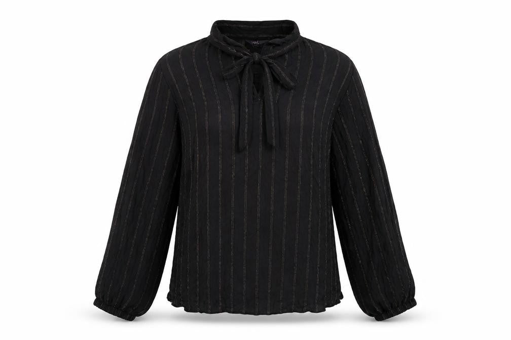 Marks & Spencer Womens Black Striped Viscose Basic Blouse Size 8 V-Neck