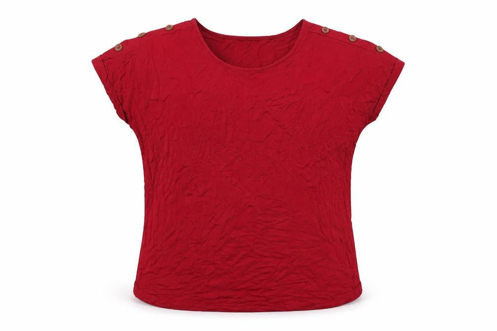 Selec Womens Red Viscose Basic T-Shirt Size 18 Round Neck